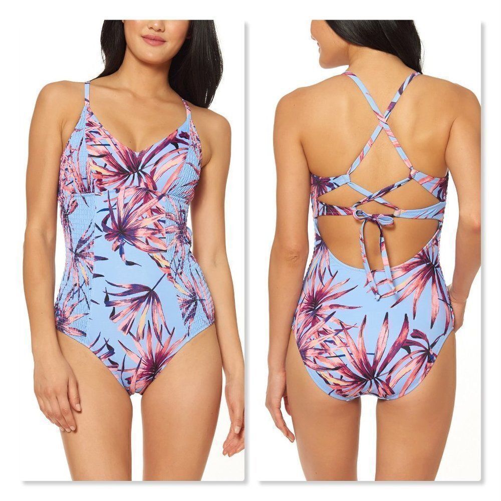 Jessica Simpson Palmy Days Smocked Swimsuit - NEW